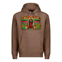 Chestnut lady of guadalupe serape background Premium Hoodie - Jasminsmagicworld