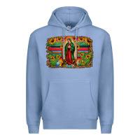 Colony Blue lady of guadalupe serape background Premium Hoodie - Jasminsmagicworld