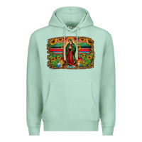Seafoam lady of guadalupe serape background Premium Hoodie - Jasminsmagicworld