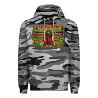 Slate Camo lady of guadalupe serape background Premium Hoodie - Jasminsmagicworld