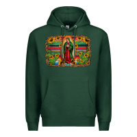 Sports Green lady of guadalupe serape background Premium Hoodie - Jasminsmagicworld