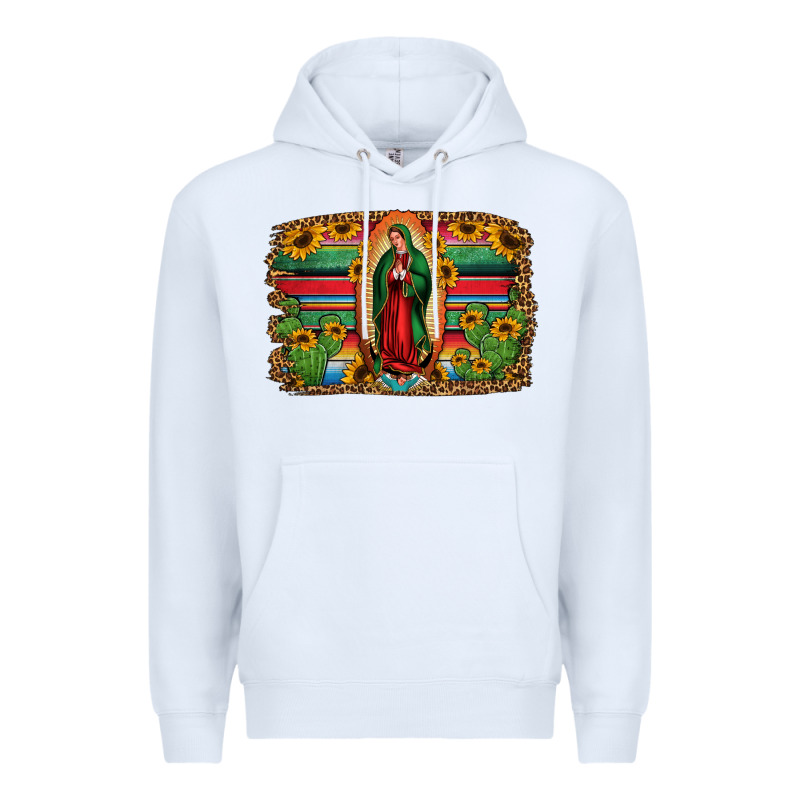 Lady Of Guadalupe Serape Background Premium Hoodie by Jasminsmagicworld | Teevron