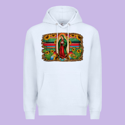Lady Of Guadalupe Serape Background Premium Hoodie Designed By Jasminsmagicworld