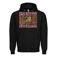 Black mardi gras fleur de lis hearts leopard glitter Zipper Hoodie - Artiststas