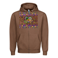 Chestnut mardi gras fleur de lis hearts leopard glitter Zipper Hoodie - Artiststas
