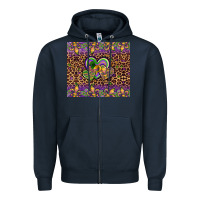 Navy mardi gras fleur de lis hearts leopard glitter Zipper Hoodie - Artiststas
