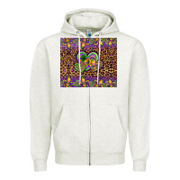 Oatmeal Heather mardi gras fleur de lis hearts leopard glitter Zipper Hoodie - Artiststas