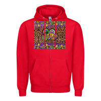 Red mardi gras fleur de lis hearts leopard glitter Zipper Hoodie - Artiststas