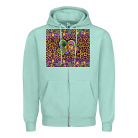 Seafoam mardi gras fleur de lis hearts leopard glitter Zipper Hoodie - Artiststas