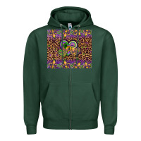 Sports Green mardi gras fleur de lis hearts leopard glitter Zipper Hoodie - Artiststas
