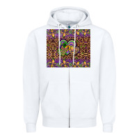 White mardi gras fleur de lis hearts leopard glitter Zipper Hoodie - Artiststas