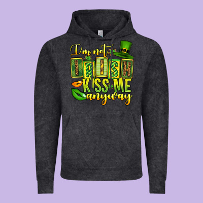 St. Patrick's I Am Not Irish Kiss Me Anyway Vintage Hoodie Designed By Oliviacreatesart