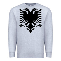 Heather Grey Albanian Flag Eagle Double Red Albania Shqipe Kosovo Premium Sweatshirt - longCreatives