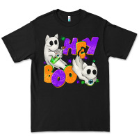 Black Hey Boo with Ghost Cats Premium Tee - texasbilliewilder