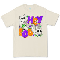 Bone Hey Boo with Ghost Cats Premium Tee - texasbilliewilder