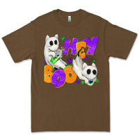 Cacao Hey Boo with Ghost Cats Premium Tee - texasbilliewilder