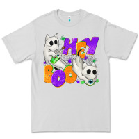 Dove Grey Hey Boo with Ghost Cats Premium Tee - texasbilliewilder