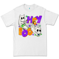 White Hey Boo with Ghost Cats Premium Tee - texasbilliewilder