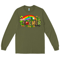 Army Green St. Patrick's Day Teacher Long Sleeve Tee - OliviaCreatesArt