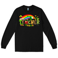 Black St. Patrick's Day Teacher Long Sleeve Tee - OliviaCreatesArt