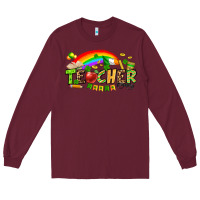 Burgundy St. Patrick's Day Teacher Long Sleeve Tee - OliviaCreatesArt