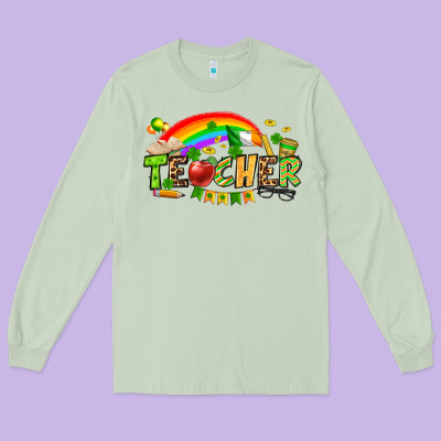 St. Patrick's Day Teacher Long Sleeve Tee Designed By Oliviacreatesart
