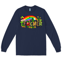 Navy St. Patrick's Day Teacher Long Sleeve Tee - OliviaCreatesArt