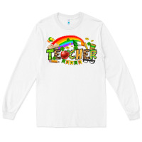 White St. Patrick's Day Teacher Long Sleeve Tee - OliviaCreatesArt