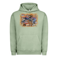 Pigment Oil Green aztec leopard cowhide wood western background Urban Hoodie - AdoDesignShop
