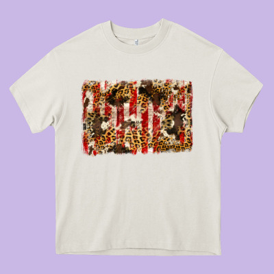 America, Cowhide, Leopard Backgraund Heavy Core Tee Designed By Jahusdesignshop