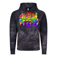 Cloud Black Hello Summer Tie Dye Vintage Hoodie - CowCowDesign