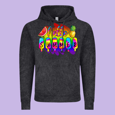 Hello Summer Tie Dye Vintage Hoodie Designed By Cowcowdesign
