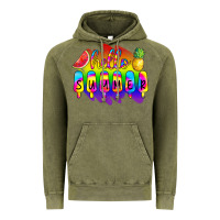 Vintage Olive Hello Summer Tie Dye Vintage Hoodie - CowCowDesign
