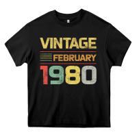 Black Born in 1980 Vintage February Heavy Core Tee - Bettercallsaul