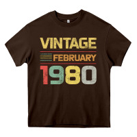 Chocolate Brown Born in 1980 Vintage February Heavy Core Tee - Bettercallsaul