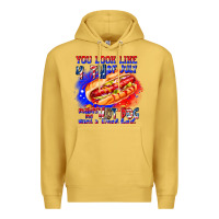 Antique Gold You Look Like 4th of july makes me hot dog want a Premium Hoodie - CowhideDigitalArt