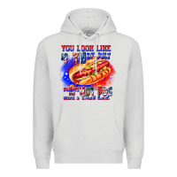 Dove Grey You Look Like 4th of july makes me hot dog want a Premium Hoodie - CowhideDigitalArt