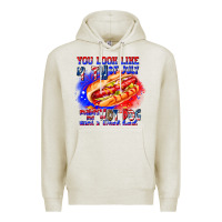 Oatmeal Heather You Look Like 4th of july makes me hot dog want a Premium Hoodie - CowhideDigitalArt