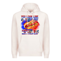 Pale Pink You Look Like 4th of july makes me hot dog want a Premium Hoodie - CowhideDigitalArt