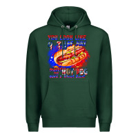 Sports Green You Look Like 4th of july makes me hot dog want a Premium Hoodie - CowhideDigitalArt