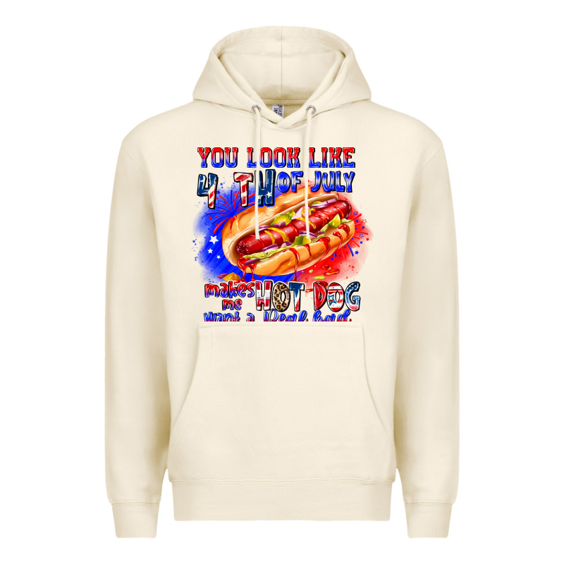 You Look Like 4th Of July Makes Me Hot Dog Want A Premium Hoodie by CowhideDigitalArt | Teevron