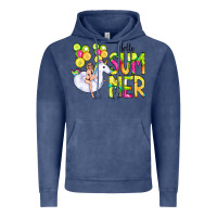Vintage Denim Hello Summer Unicorn Vintage Hoodie - CowCowDesign