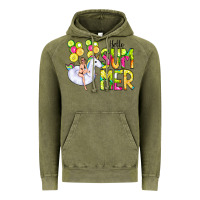 Vintage Olive Hello Summer Unicorn Vintage Hoodie - CowCowDesign