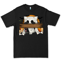 Black Personalized Halloween Ghost Cat Premium Tee - texasbilliewilder