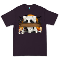 Plum Personalized Halloween Ghost Cat Premium Tee - texasbilliewilder