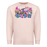 Pale Pink stitch with lilo coffee cups Premium Sweatshirt - AdoDesignShop