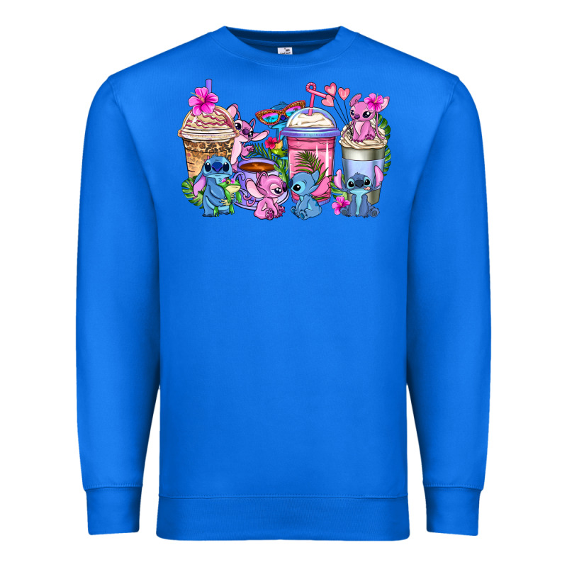 Stitch With Lilo Coffee Cups Premium Sweatshirt by AdoDesignShop | Teevron