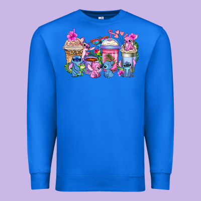 Stitch With Lilo Coffee Cups Premium Sweatshirt Designed By Adodesignshop