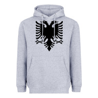 Heather Grey Albanian Flag Eagle Double Red Albania Shqipe Kosovo Heavyweight Hoodie - longCreatives