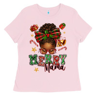 Bubblegum Pink merry mama afro messy bun Ladies Tee - texasbilliewilder